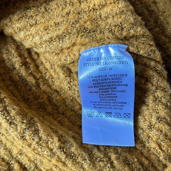 BRAVE SOUL💫Women’s Mustard Yellow Mock Neck Long Sleeve Ribbed Knit Sweater - Picture 9 of 9